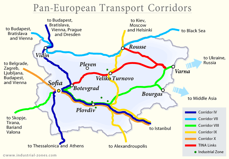 maps of bulgaria. map of Bulgarian corridors